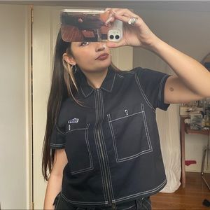 Contrast stitch work shirt